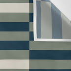 offset stripes Modern Geometric Abstract Shapes Green Black Cream Wall Tapestry Gallery Image 3