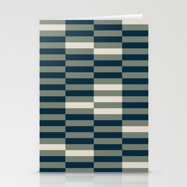 offset stripes Modern Geometric Abstract Shapes Green Black Cream Stationery Card Gallery Image 1