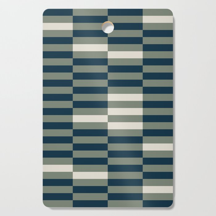 offset stripes Modern Geometric Abstract Shapes Green Black Cream Cutting Board Gallery Image 1