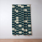 offset stripes Modern Geometric Abstract Shapes Green Black Cream Window Curtain Gallery Image 3