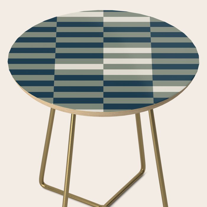 offset stripes Modern Geometric Abstract Shapes Green Black Cream Side Table Gallery Image 2