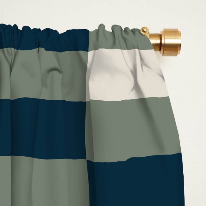offset stripes Modern Geometric Abstract Shapes Green Black Cream Window Curtain Gallery Image 2