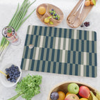 offset stripes Modern Geometric Abstract Shapes Green Black Cream Cutting Board Gallery Image 2
