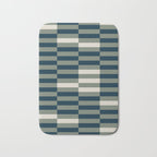 offset stripes Modern Geometric Abstract Shapes Green Black Cream Bath Mat Gallery Image 1