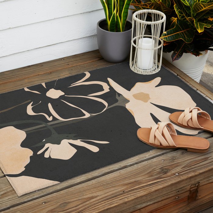 Modern Abstract Art Flowers 5 Outdoor Rug Gallery Image 2
