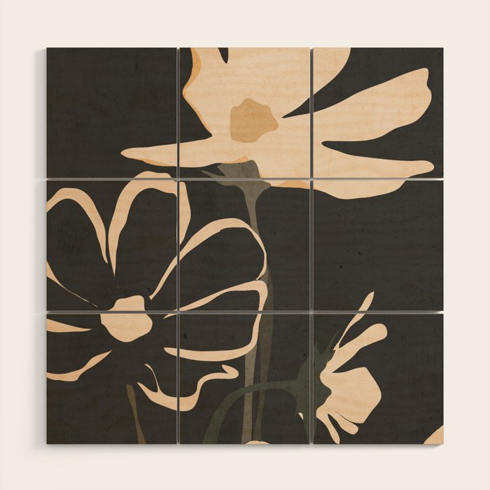 Modern Abstract Art Flowers 5 Wood Wall Art Gallery Image 1