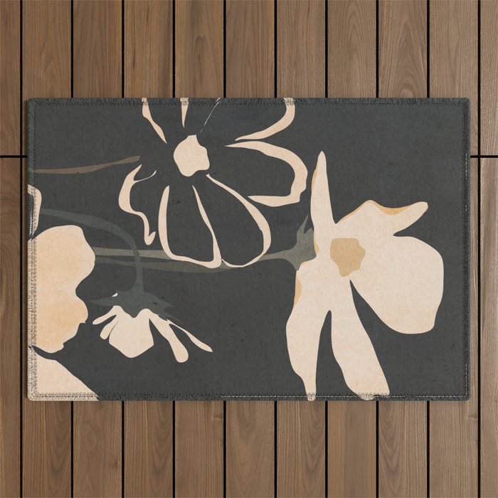 Modern Abstract Art Flowers 5 Outdoor Rug Gallery Image 1