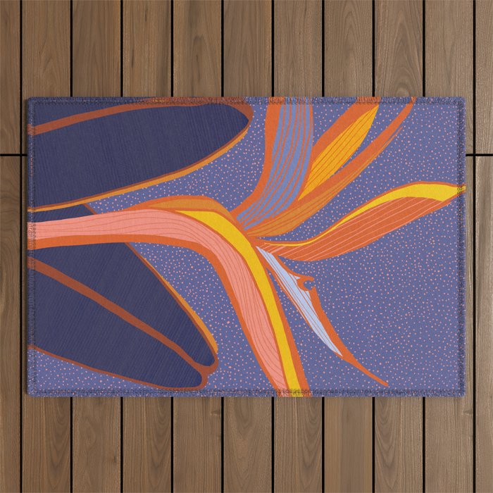 Bright Tropical Flower Outdoor Rug Gallery Image 1
