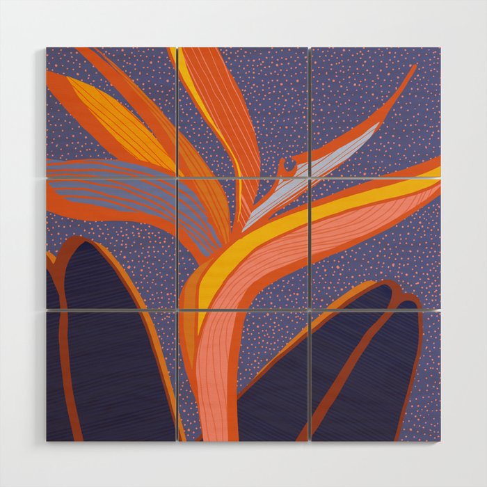 Bright Tropical Flower Wood Wall Art Gallery Image 1