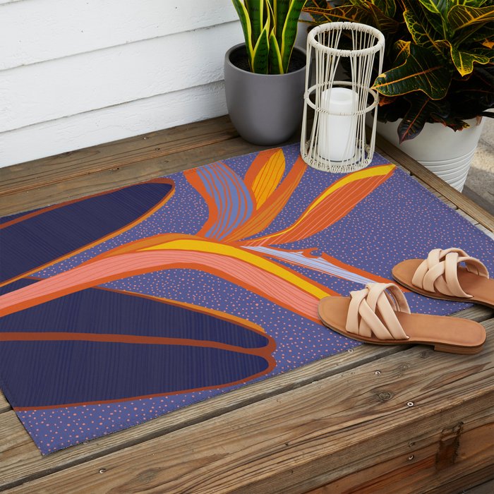 Bright Tropical Flower Outdoor Rug Gallery Image 2