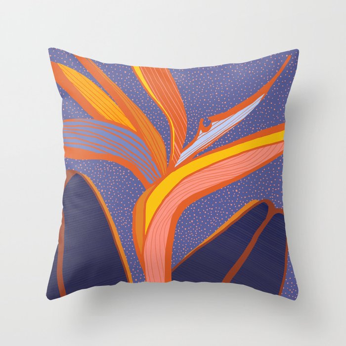 Bright Tropical Flower Throw Pillow Gallery Image 1