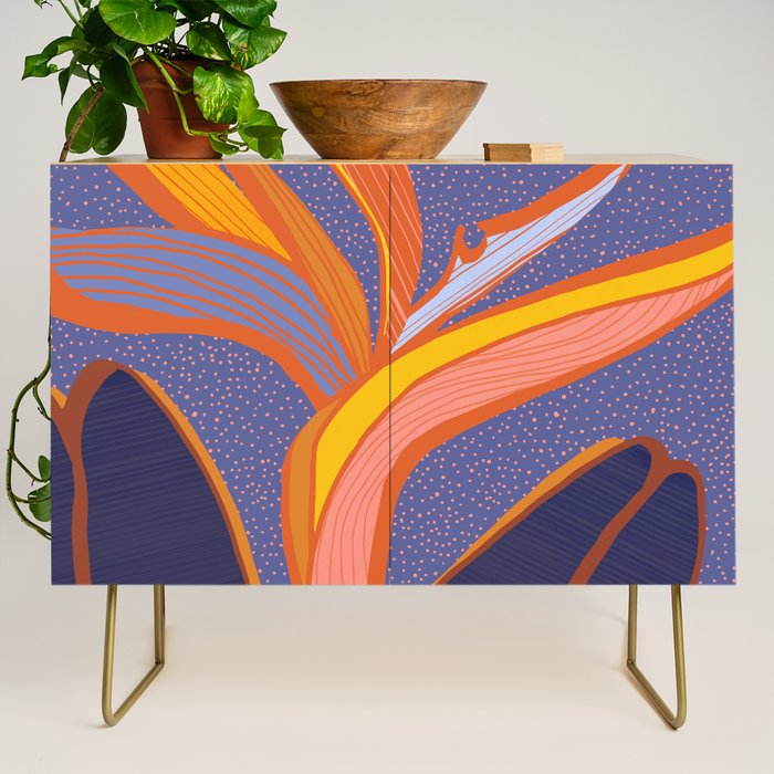 Bright Tropical Flower Credenza Gallery Image 1