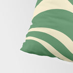 Modern Retro Liquid Swirl Abstract Forest Green and Cream Pillow Sham Gallery Image 4