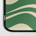 Modern Retro Liquid Swirl Abstract Forest Green and Cream Laptop Sleeve Gallery Image 3
