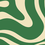 Modern Retro Liquid Swirl Abstract Forest Green and Cream Coffee Mug Gallery Image 2