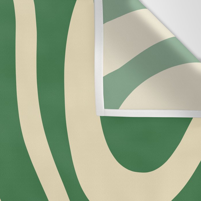 Modern Retro Liquid Swirl Abstract Forest Green and Cream Wall Tapestry Gallery Image 3