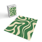 Modern Retro Liquid Swirl Abstract Forest Green and Cream Jigsaw Puzzle Gallery Image 2