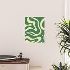 Modern Retro Liquid Swirl Abstract Forest Green and Cream Poster Gallery Image 2