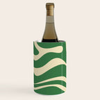 Modern Retro Liquid Swirl Abstract Forest Green and Cream Wine Chiller Gallery Image 2