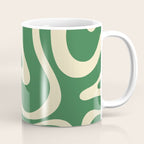 Modern Retro Liquid Swirl Abstract Forest Green and Cream Coffee Mug Gallery Image 1