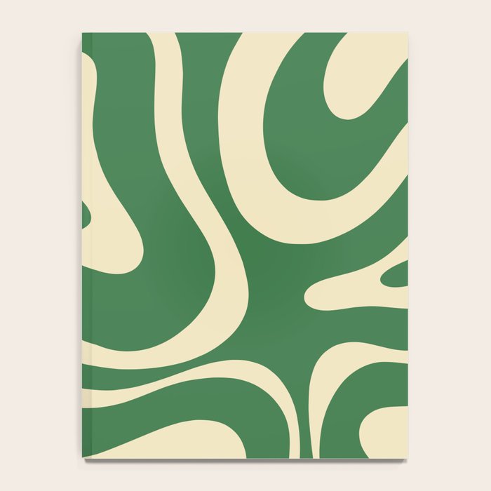 Modern Retro Liquid Swirl Abstract Forest Green and Cream Notebook Gallery Image 4