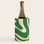 Modern Retro Liquid Swirl Abstract Forest Green and Cream Wine Chiller Gallery Image 1