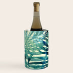 Tropical, Jungle, Palm Leaves, Watercolor Abstract, Blue and Green Wine Chiller Gallery Image 1