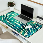 Tropical, Jungle, Palm Leaves, Watercolor Abstract, Blue and Green Desk Mat Gallery Image 2
