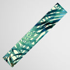 Tropical, Jungle, Palm Leaves, Watercolor Abstract, Blue and Green Table Runner Gallery Image 3