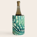 Tropical, Jungle, Palm Leaves, Watercolor Abstract, Blue and Green Wine Chiller Gallery Image 2