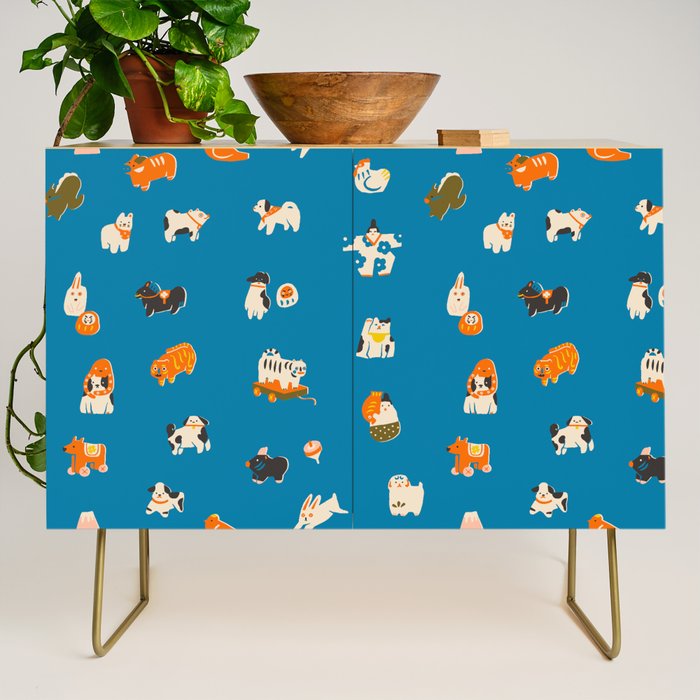 Japanese toys in blue Credenza Gallery Image 1