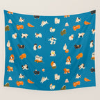 Japanese toys in blue Wall Tapestry Gallery Image 4