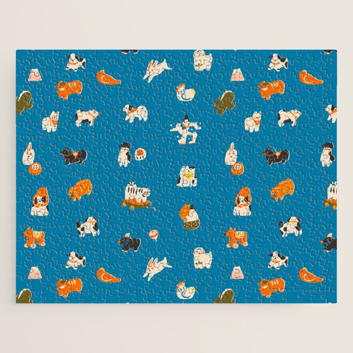 Japanese toys in blue Jigsaw Puzzle Gallery Image 1