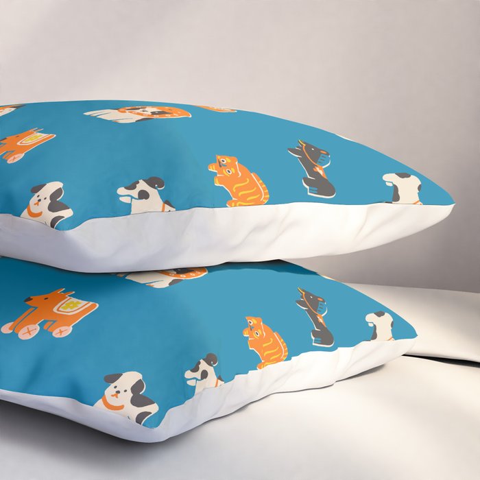 Japanese toys in blue Pillow Sham Gallery Image 3