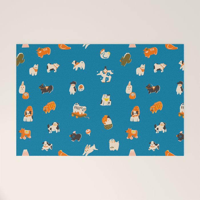 Japanese toys in blue Welcome Mat Gallery Image 1