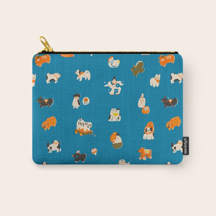 Japanese toys in blue Carry All Pouch Gallery Image 1
