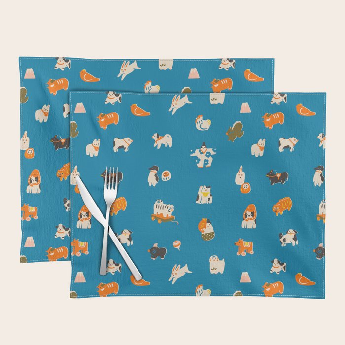 Japanese toys in blue Placemat Gallery Image 1