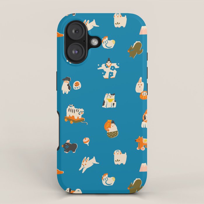 Japanese toys in blue iPhone Case Gallery Image 1