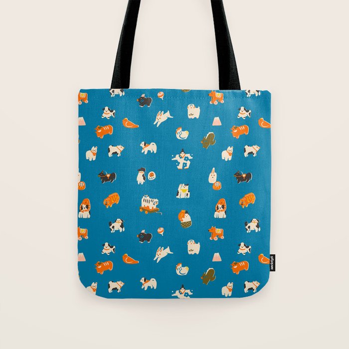 Japanese toys in blue Tote Bag Gallery Image 1