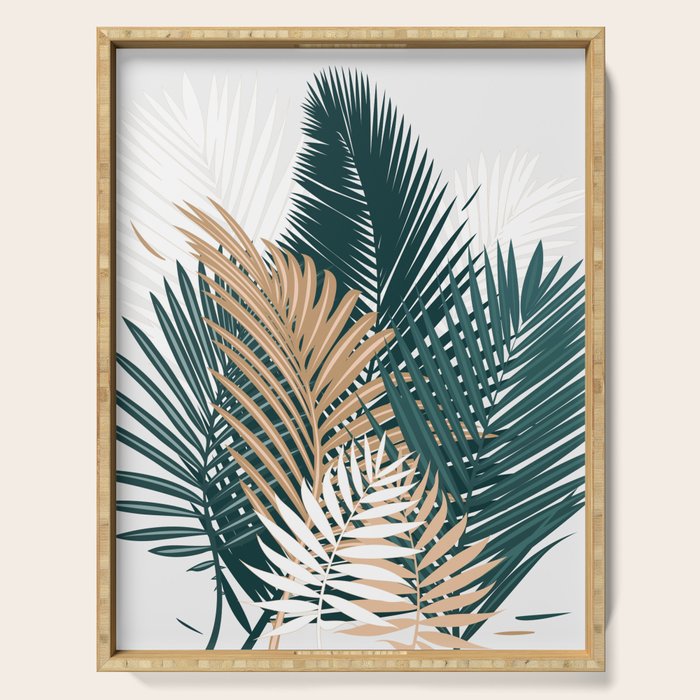 Gold and Green Palm Leaves Serving Tray Gallery Image 1