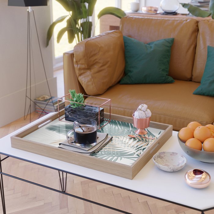 Gold and Green Palm Leaves Serving Tray Gallery Image 2