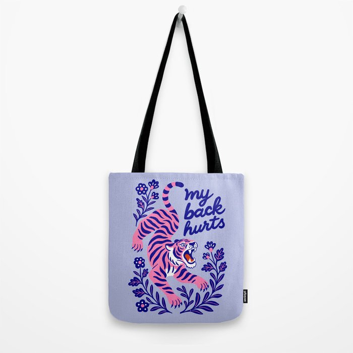 Pink Tiger Illustration - My Back Hurts Tote Bag Gallery Image 2