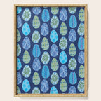 Colorful Folk Art Easter Eggs in Teal & Navy Blue Serving Tray Gallery Image 1