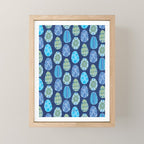 Colorful Folk Art Easter Eggs in Teal & Navy Blue Mini Art Print Gallery Image 1