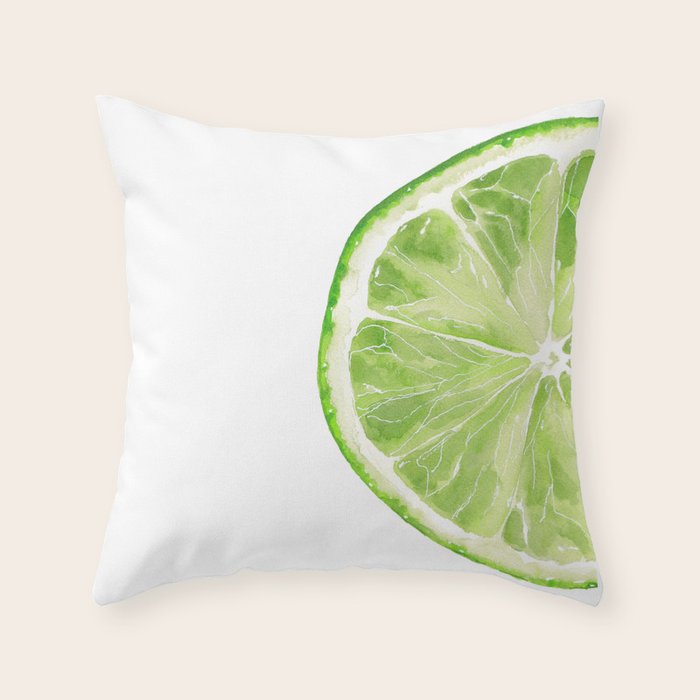 Tutti Frutti Lime Watercolor Painting Throw Pillow Gallery Image 6