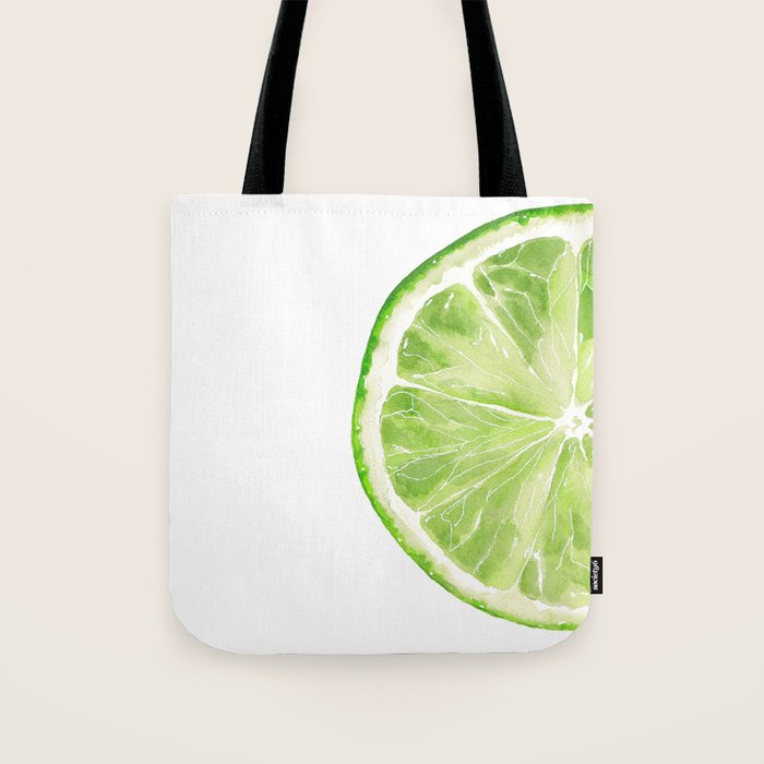 Tutti Frutti Lime Watercolor Painting Tote Bag Gallery Image 1