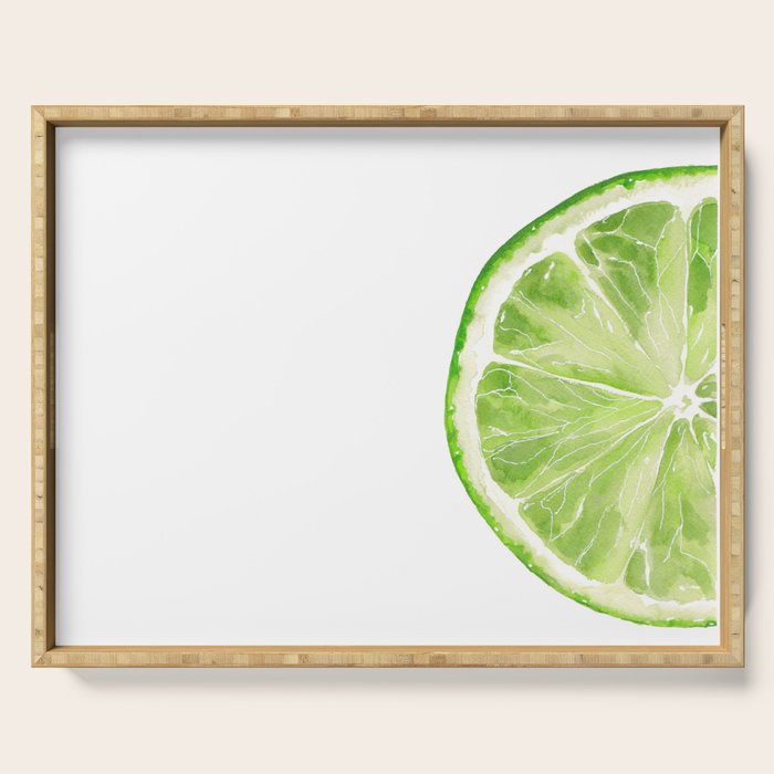 Tutti Frutti Lime Watercolor Painting Serving Tray Gallery Image 1