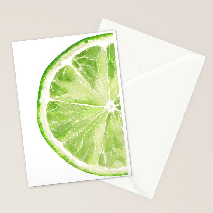 Tutti Frutti Lime Watercolor Painting Stationery Card Gallery Image 2