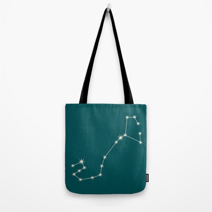Scorpio Zodiac Star Constellation Line Art Deep Teal Tote Bag Gallery Image 2