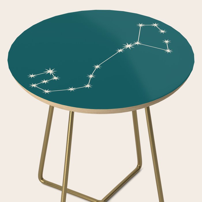 Scorpio Zodiac Star Constellation Line Art Deep Teal Side Table Gallery Image 2